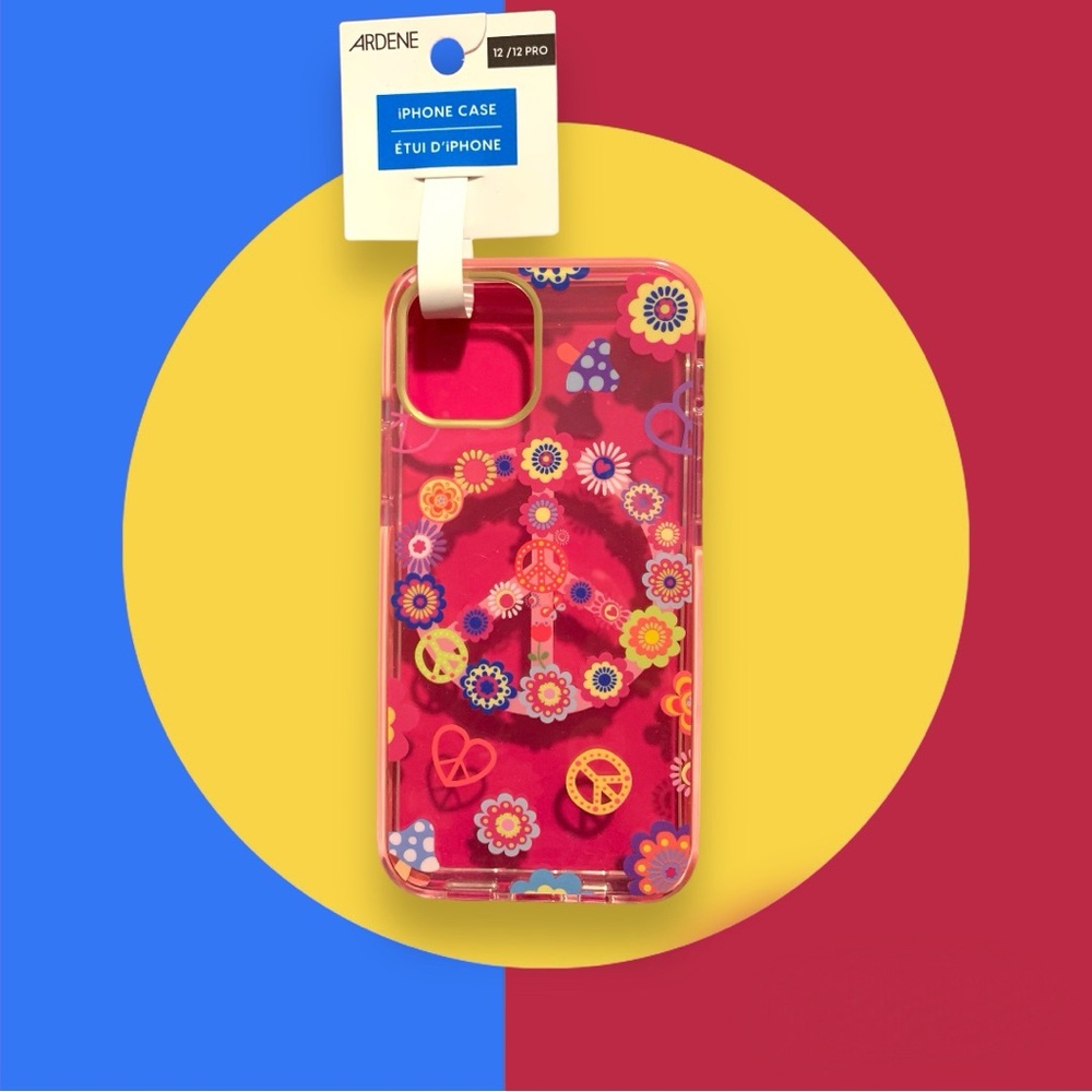 Free Add-On | IPhone 12/12 Pro Phone Case | Transparent Floral Peace Sign